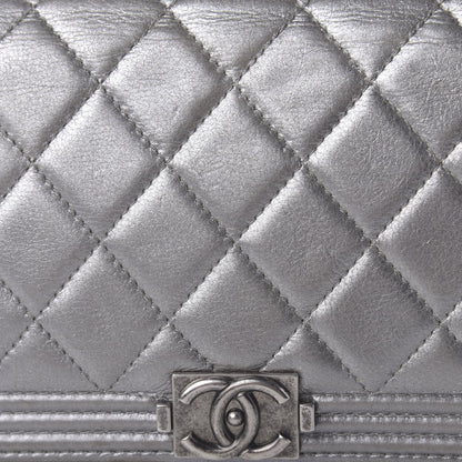 Chanel Metallic Calfskin Quilted Boy Yen Wallet Silver 10 of 11