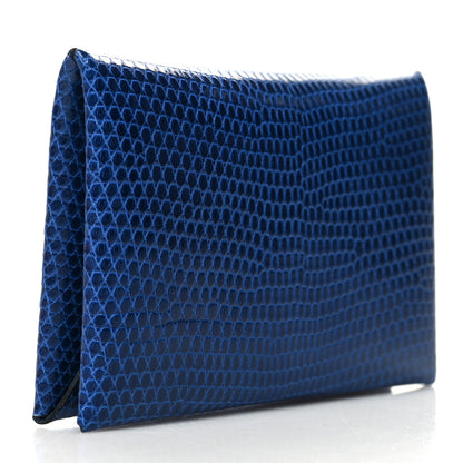 Hermes Lizard Calvi Card Case Bleu Saphir 3 of 11