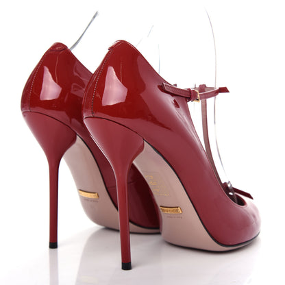 Gucci Patent Beverly T-Strap High Heel Pumps 38 Red 4 of 10