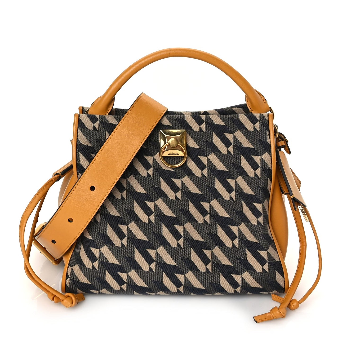 Calfskin Canvas Print Small Iris Tote  Deep Amber