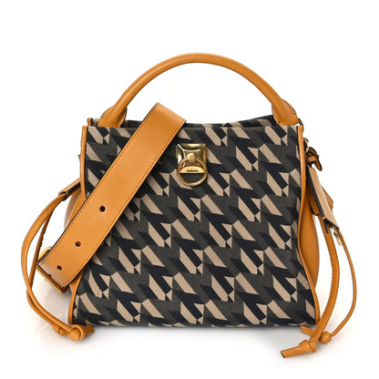 Mulberry Calfskin Canvas Print Small Iris Tote  Deep Amber 1 of 8