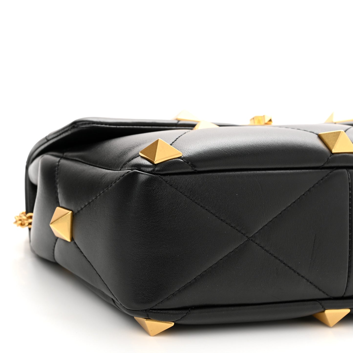 Nappa Large Roman Stud Shoulder Bag Black