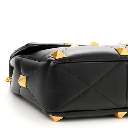 Valentino Garavani Nappa Large Roman Stud Shoulder Bag Black 8 of 9