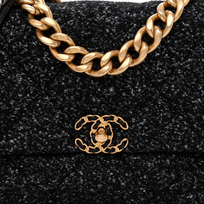 Chanel Tweed Quilted Large Chanel 19 Flap Black Grey 8 of 11