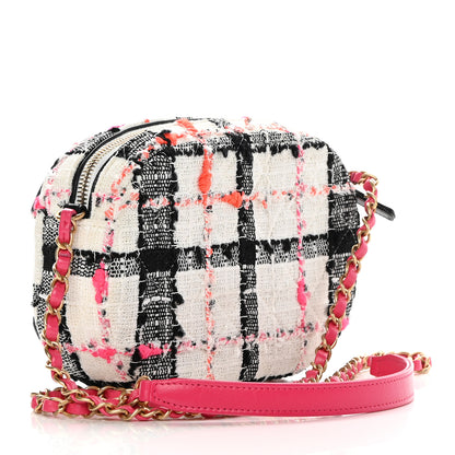 Chanel Tweed Lambskin Quilted Coco Midnight Camera Case White Black Multicolor 3 of 12