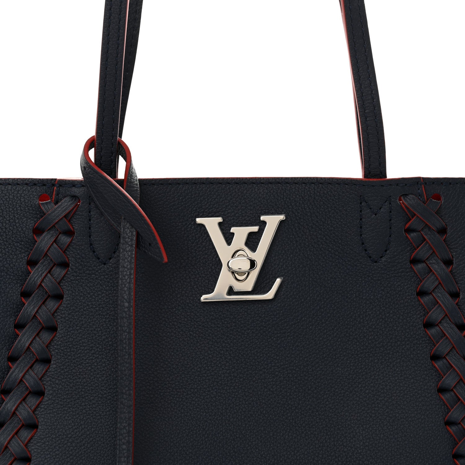 Louis Vuitton Calfskin Braided Lockme Cabas Marine Rouge 7 of 9