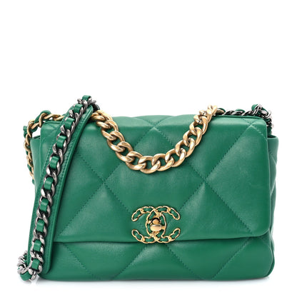 Chanel Lambskin Quilted Medium 19 Flap  Green 1 of 9