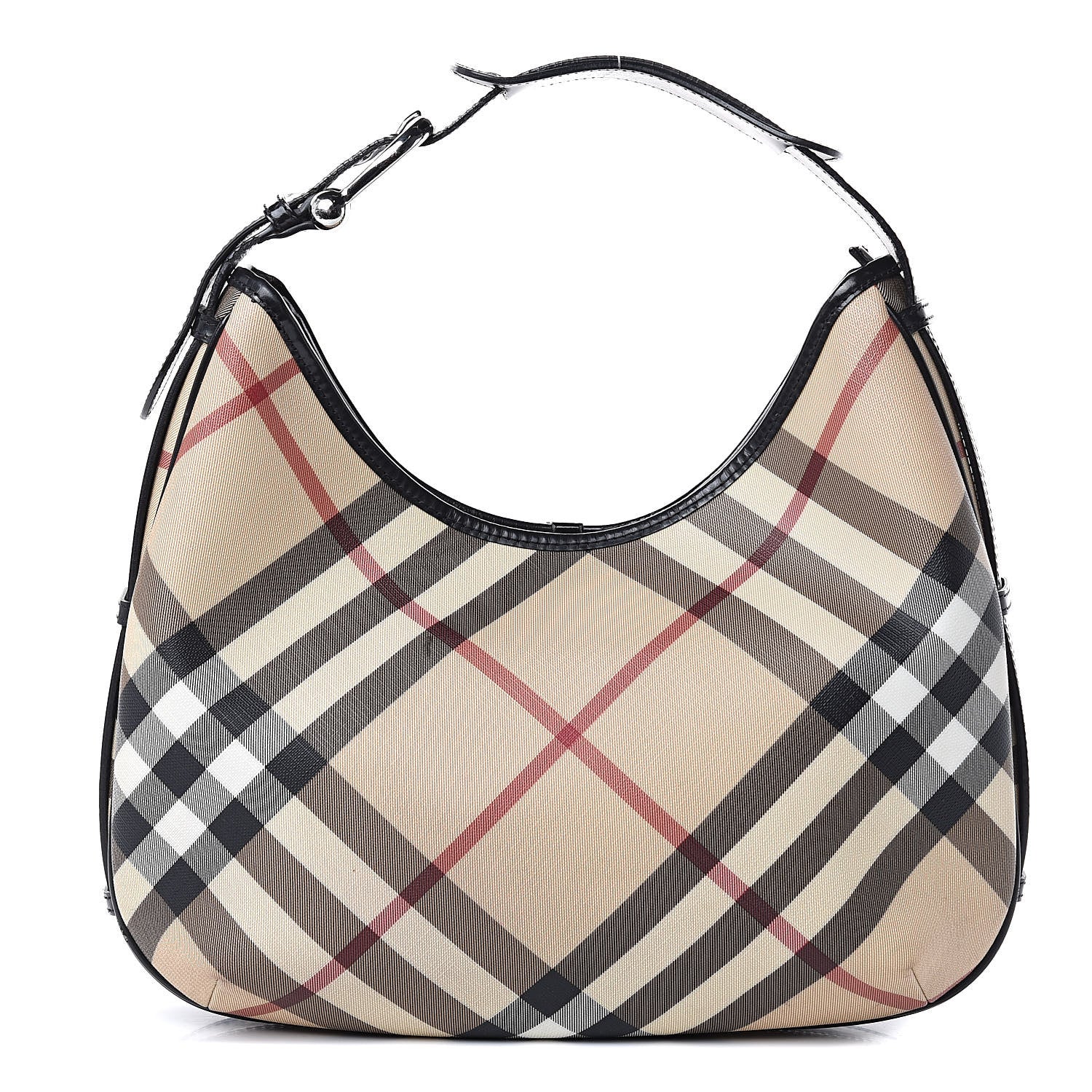 Burberry Calfskin Supernova Check Medium Barton Hobo Black 1 of 16