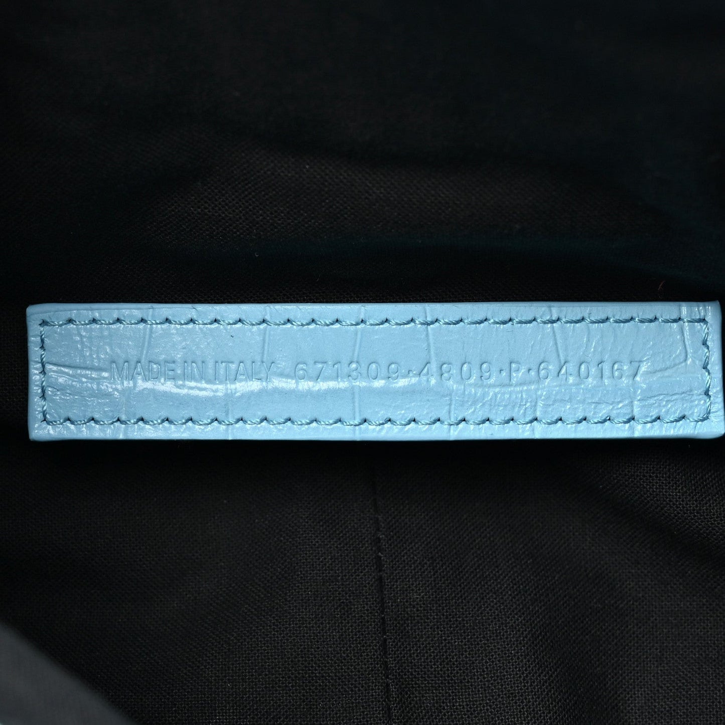 Extra Supple Calfskin Crocodile Embossed Le Cagole Shoulder Bag XS Sky Blue