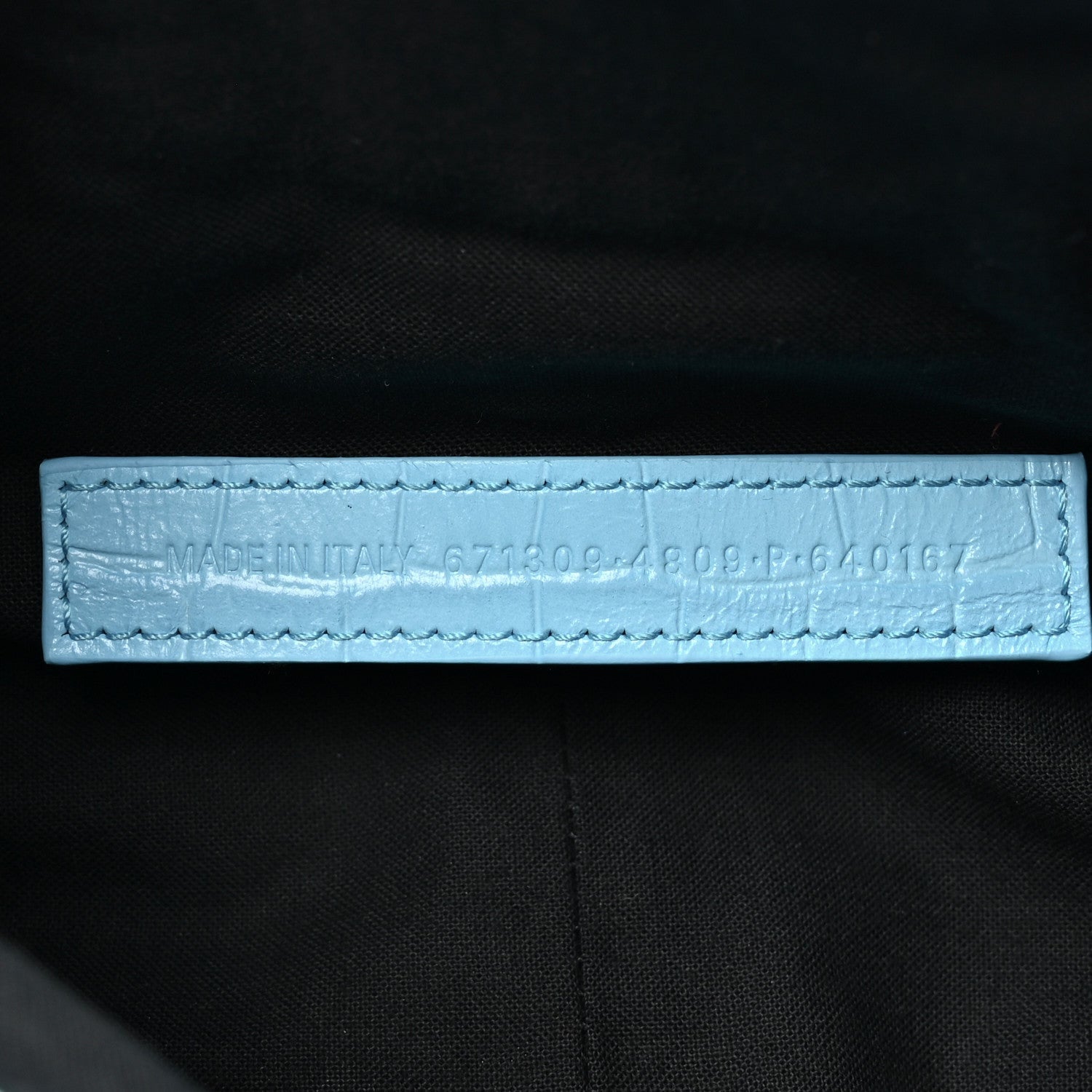 Balenciaga Extra Supple Calfskin Crocodile Embossed Le Cagole Shoulder Bag XS Sky Blue 6 of 7