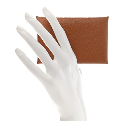 Hermes Epsom Calvi Card Case Gold 2 of 7