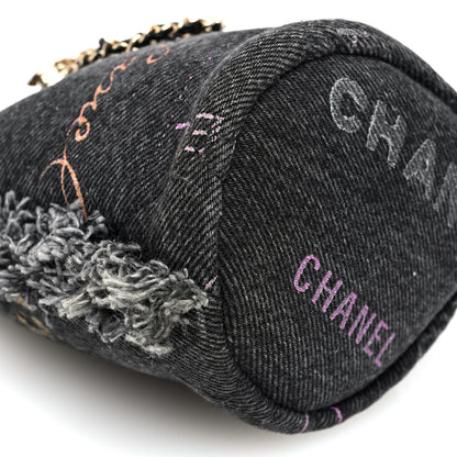 Chanel Denim Quilted Mood Bucket With Chain Black Multicolor 9 of 10
