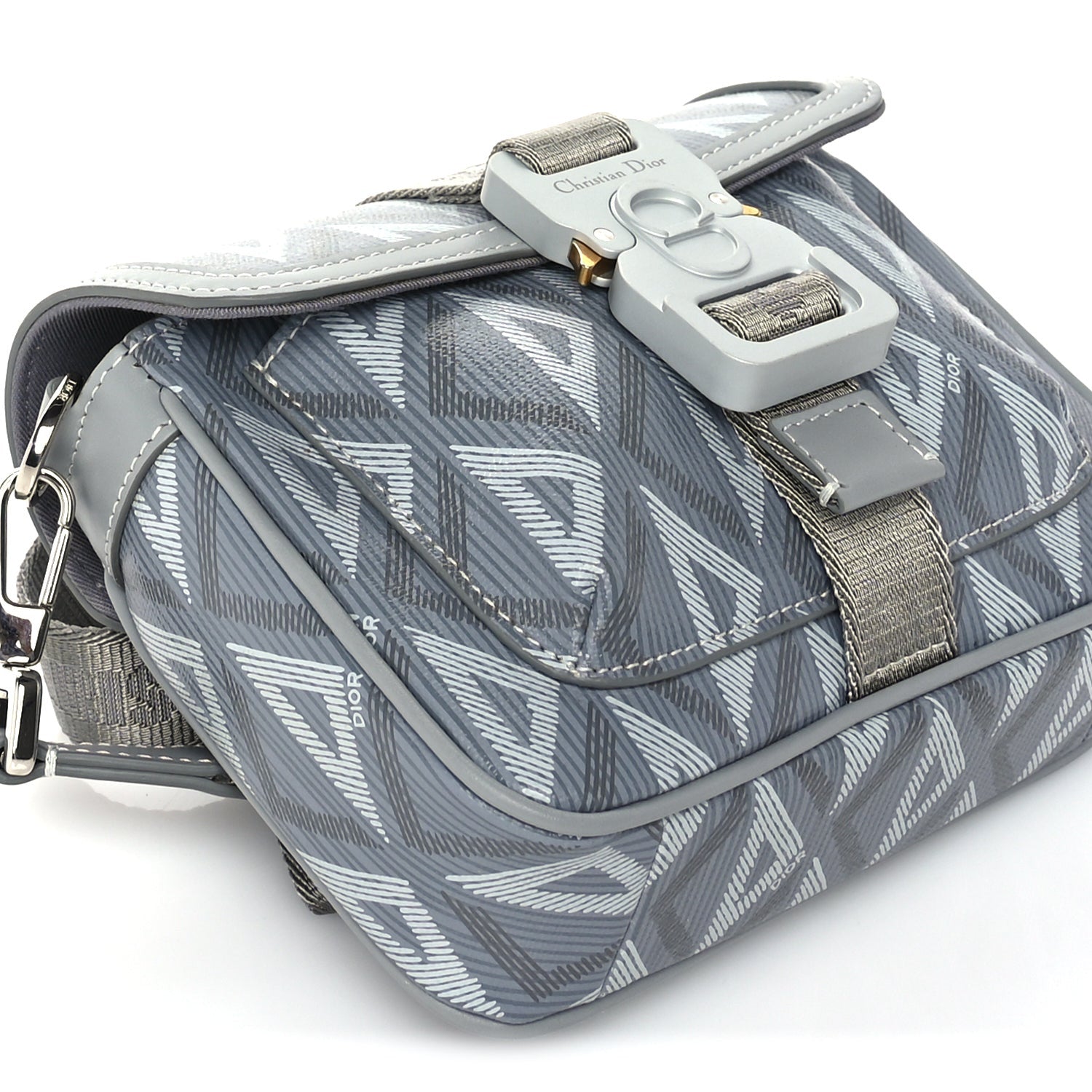 Christian Dior Coated Canvas CD Diamond Mini Hit The Road Bag Grey 7 of 8