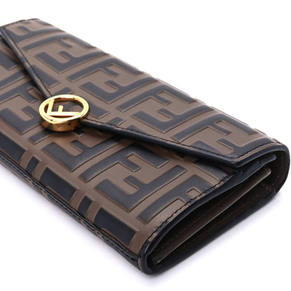 Fendi Vitello Soft F is  Bi-Color FF 1974 Embossed Continental Envelope Wallet On Chain Maya Black 9 of 9