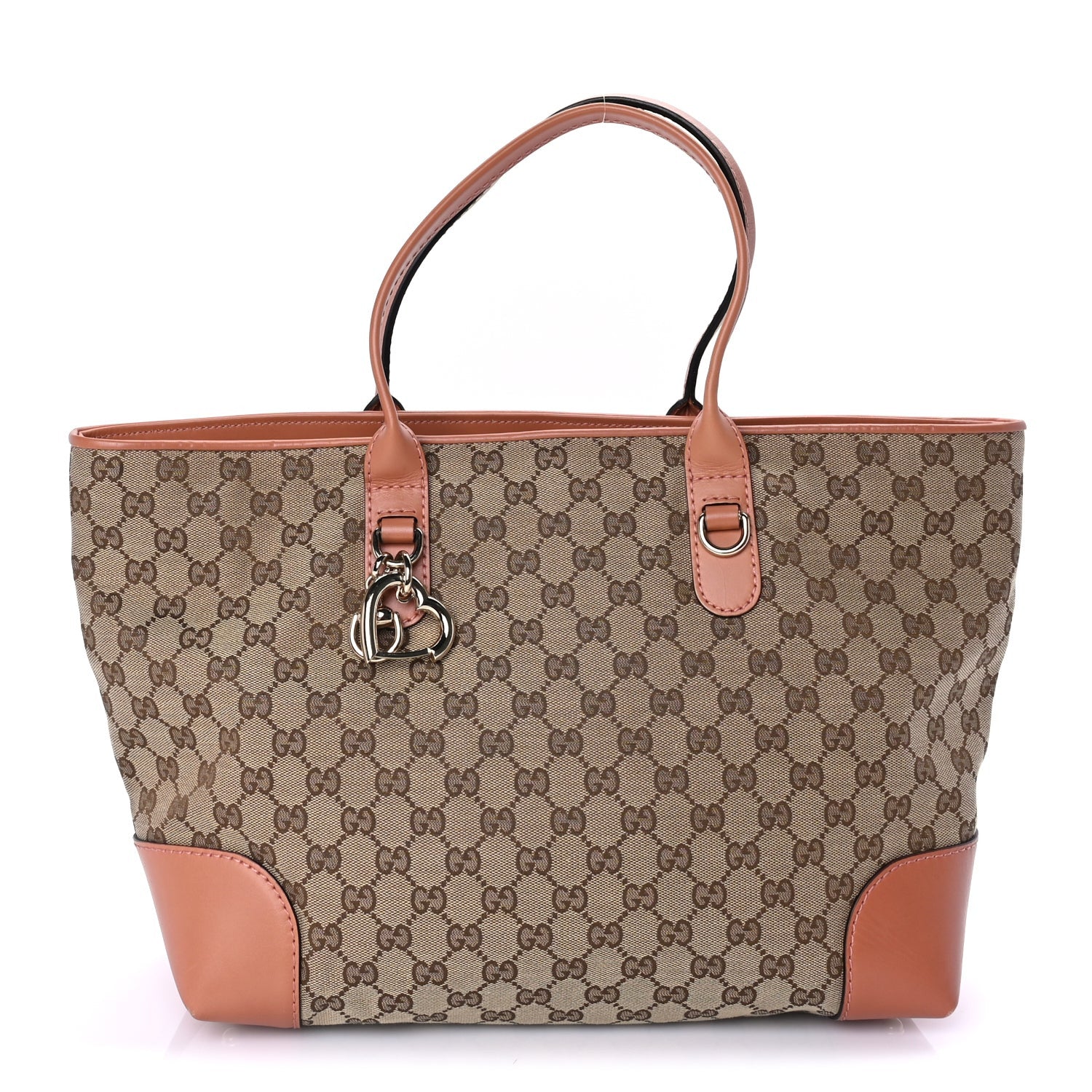 Gucci Monogram Large Heart Bit Charm Top Handle Tote Coral 2 of 9
