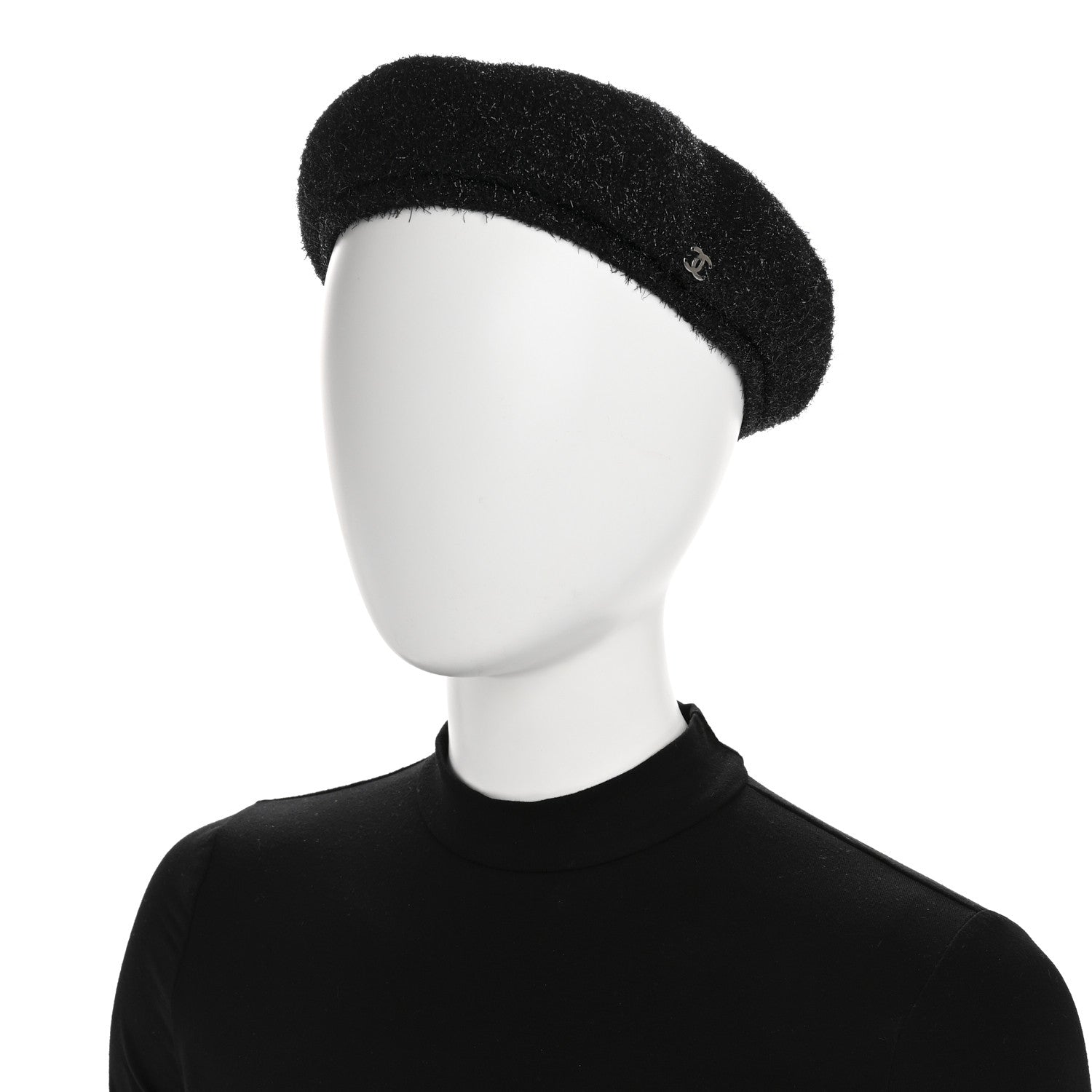Chanel Cotton Metallic CC Beret L Black 2 of 8