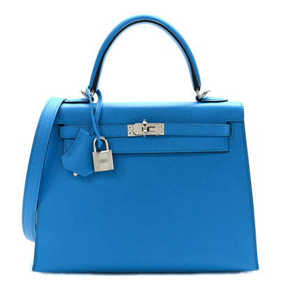Hermes Epsom Kelly Sellier 25 Bleu Frida 1 of 12