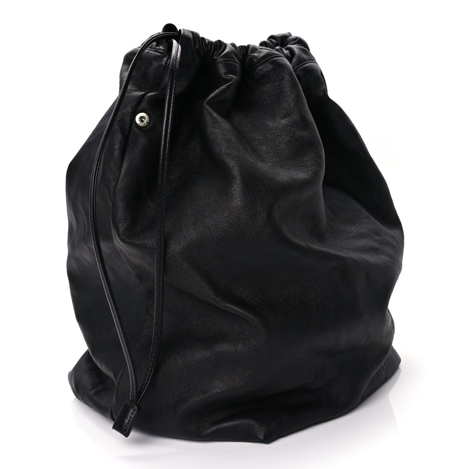 Saint Laurent Smooth Calfskin Teddy Drawstring Bag Black 3 of 10