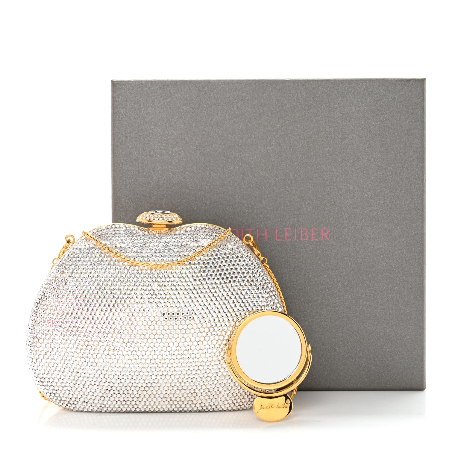 Judith Leiber Swarovski Crystal Minaudiere Clutch Silver 11 of 11