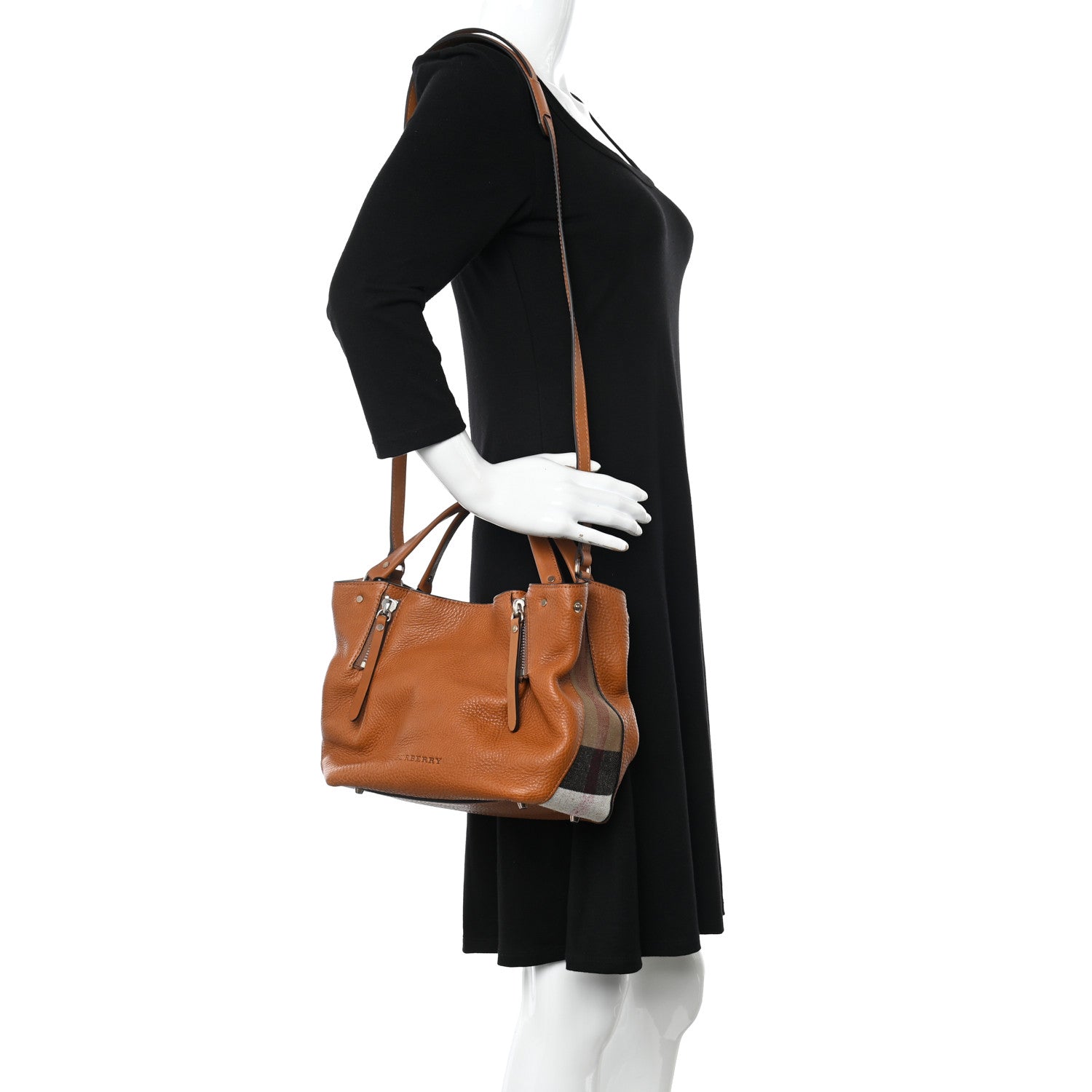 Burberry Grainy Calfskin House Check Small Maidstone Saddle Brown 2 of 24