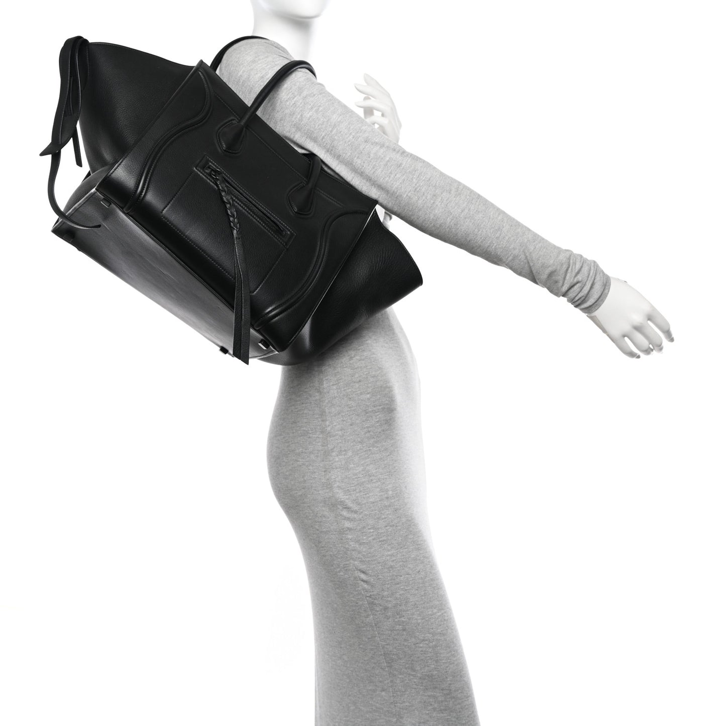 Grained Calfskin Medium Phantom Luggage Black