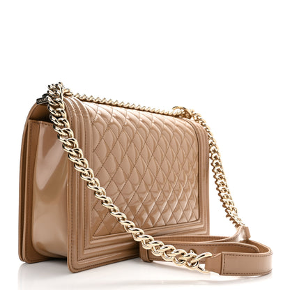 Chanel Iridescent Patent Calfskin New Medium Boy Flap Beige 3 of 10
