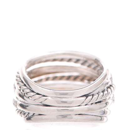 David Yurman Sterling Silver Diamond Crossover Dome Ring 53 6.25 4 of 5
