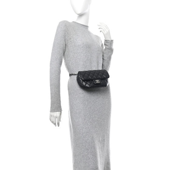Chanel Calfskin Quilted CC Uniform Flap Belt Bag Black 2 of 7