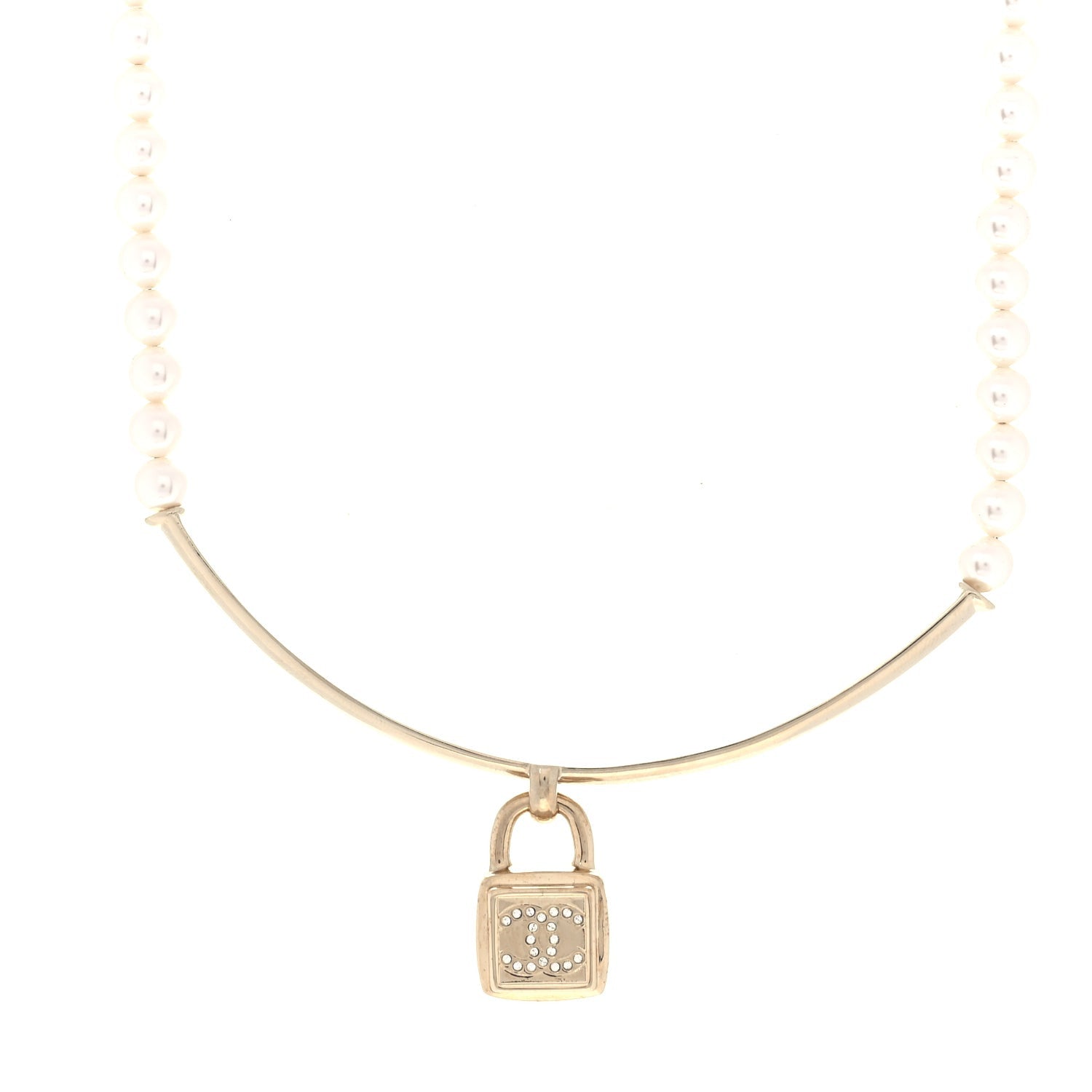 Chanel Padlock & faux pearls necklace 2 of 4