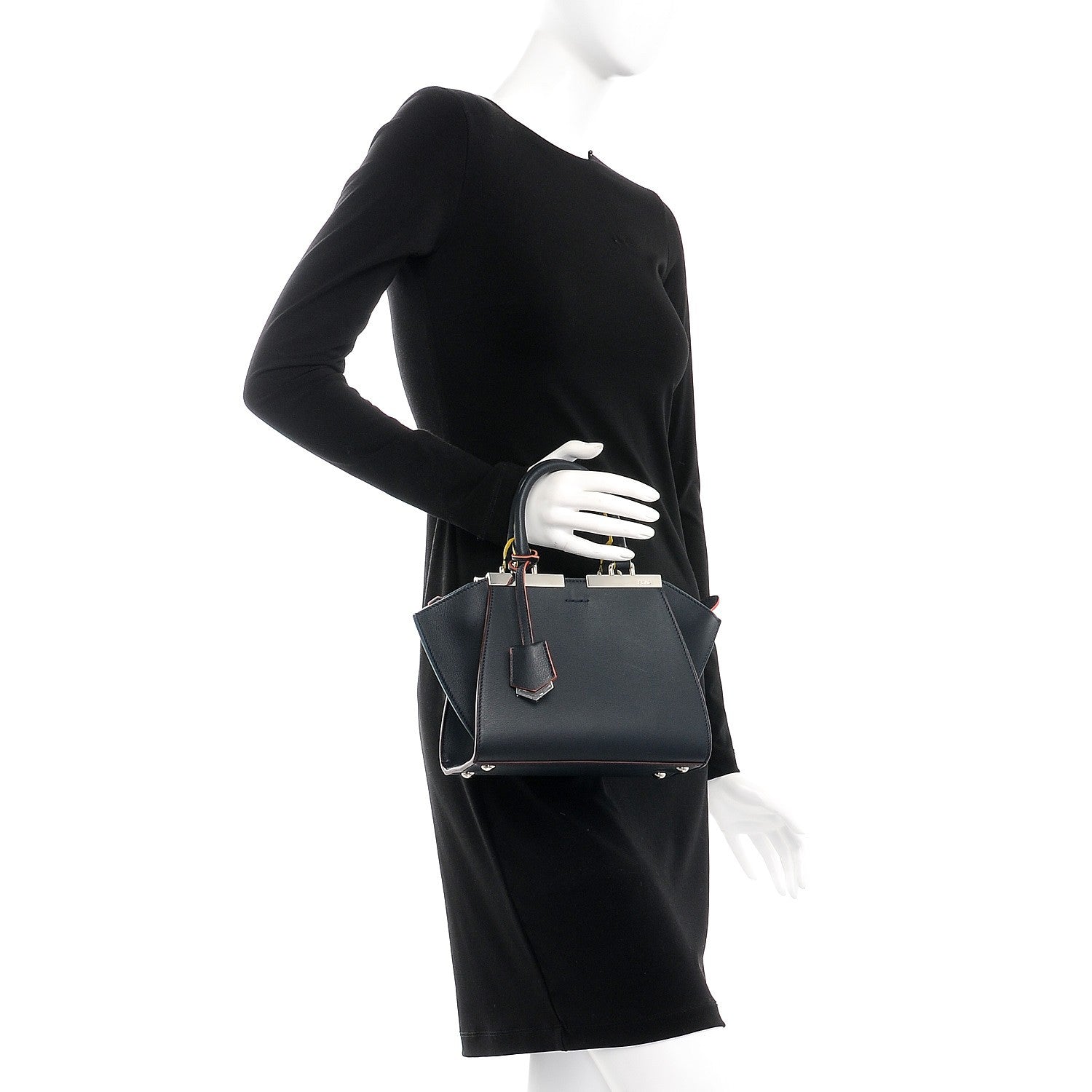 Fendi Vitello Dolce Mini 3jours Tote Blue Notte 3 of 8