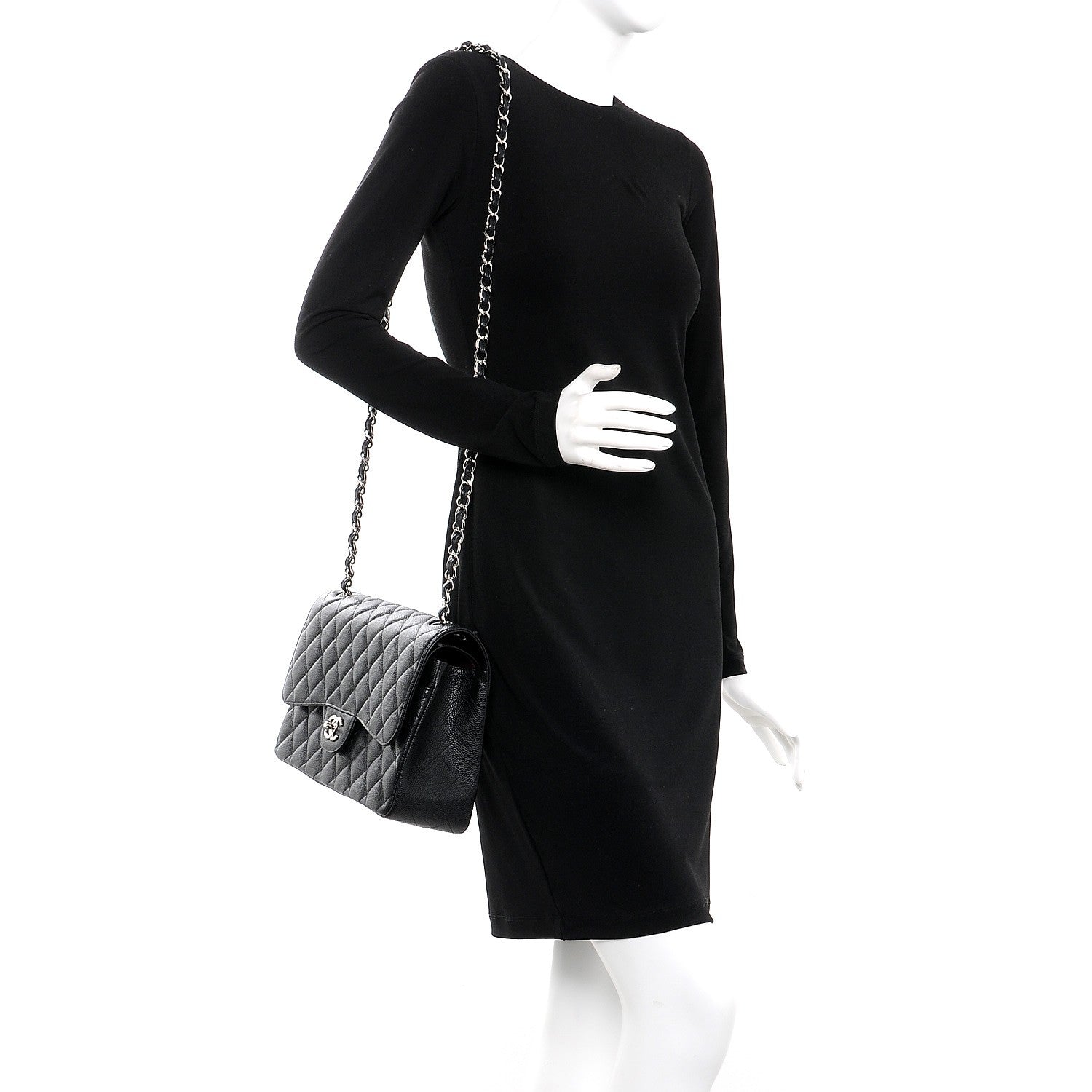 Chanel Caviar Quilted Jumbo Double Flap Black 2 of 7