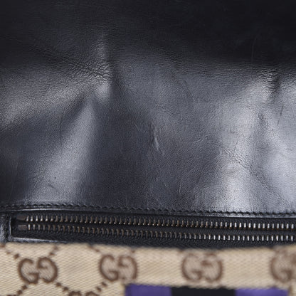 Gucci Monogram Horsebit Web Flap Bag Brown Purple 14 of 15