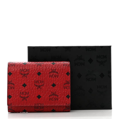 MCM Visetos Tri-Fold Flap Wallet Red 7 of 7