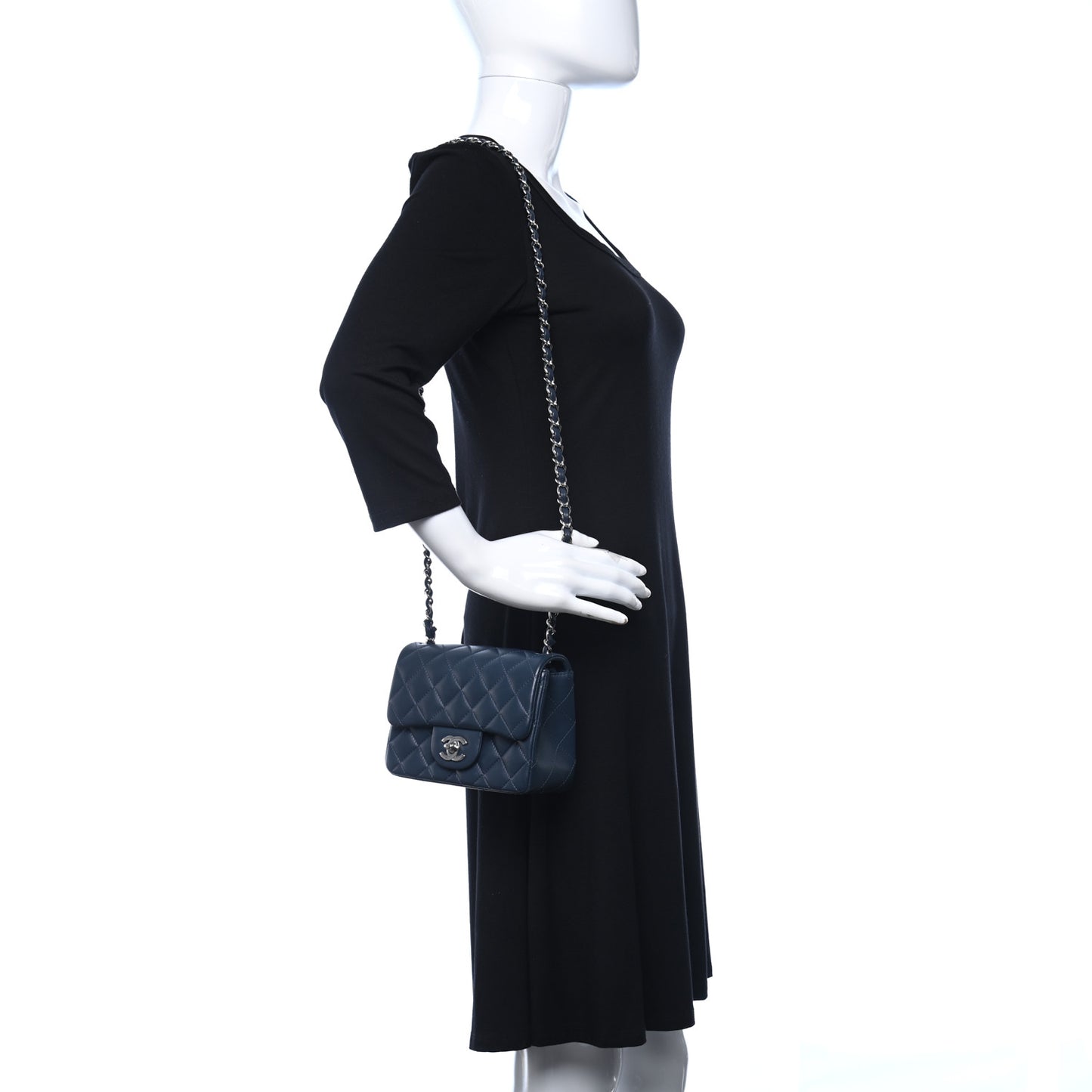 Lambskin Quilted Mini Square Flap Blue