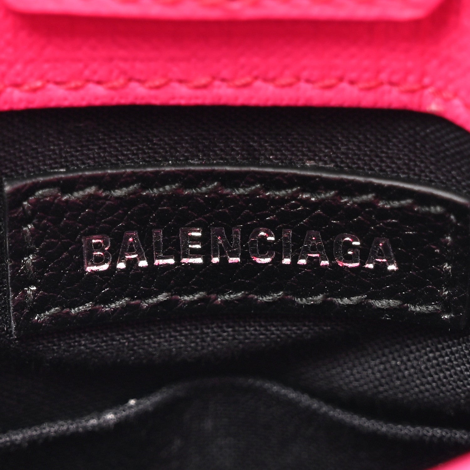 Balenciaga Squared Calfskin Logo Shopping Phone Holder Bag Acid Fuchsia 6 of 16