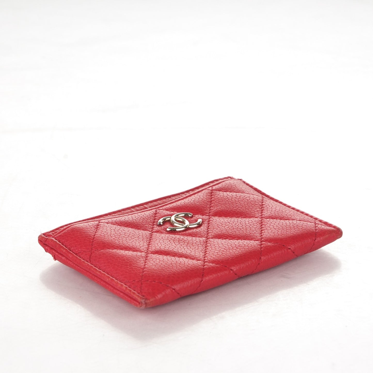 Caviar Quilted Card Holder Red