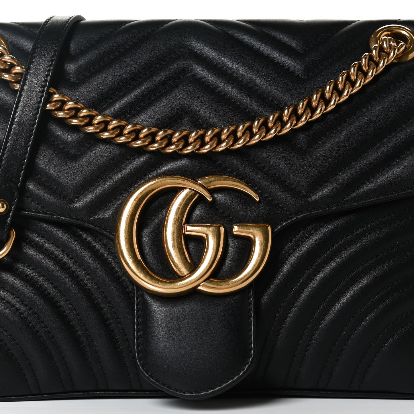 Calfskin Matelasse Medium GG Marmont Shoulder Bag Black