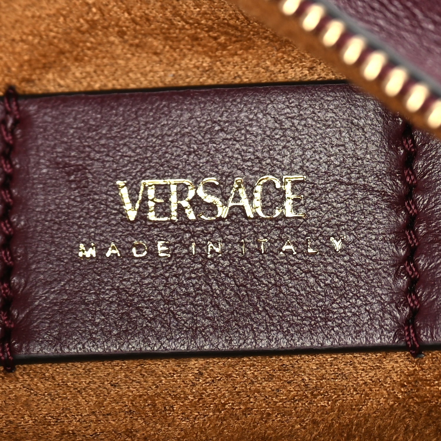 Versace Lambskin Mini Tag Bowling Bag Burgundy 5 of 8