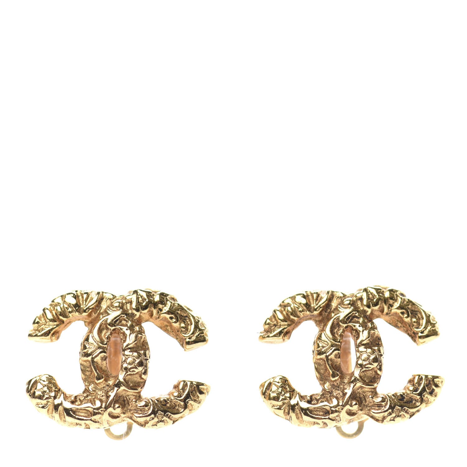 Chanel Textured CC Clip On Earrings Gold 1 of 5