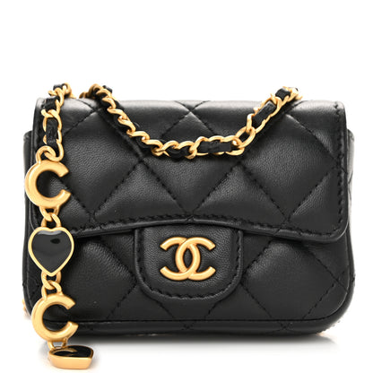 Chanel Lambskin Coco Enamel Quilted Mini Chain Belt Bag Black 1 of 11