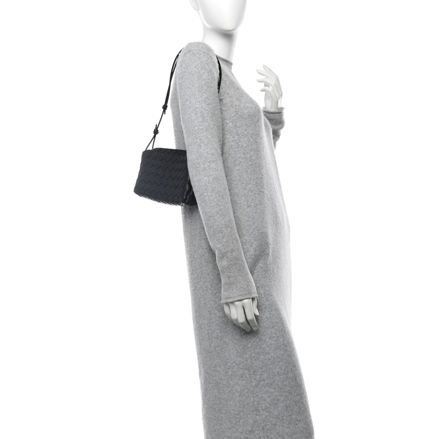 Nappa Intrecciato Loop Baguette Bag Black