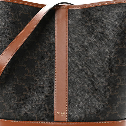 Celine Triomphe Canvas Calfskin Medium Bucket Bag Tan 8 of 10