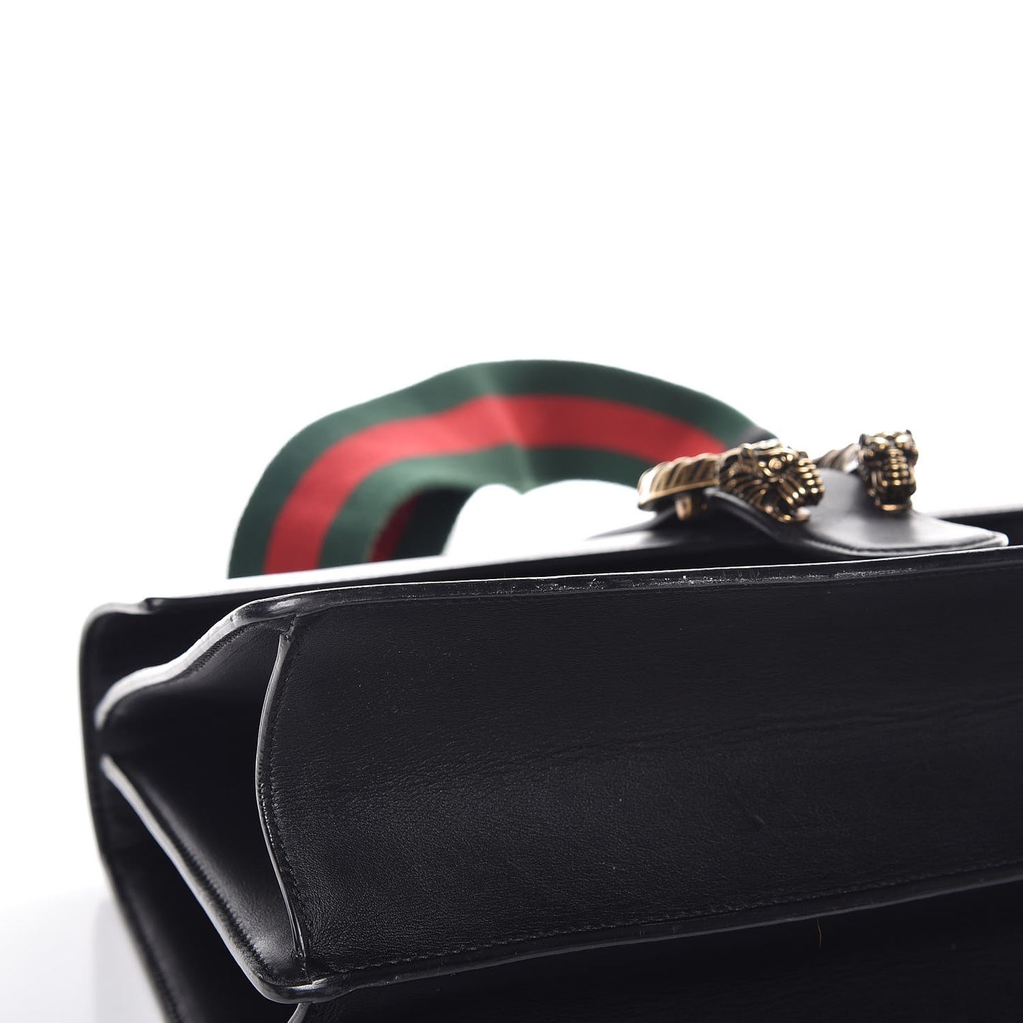 Moon Calfskin Web Large Dionysus Bamboo Top Handle Bag Black