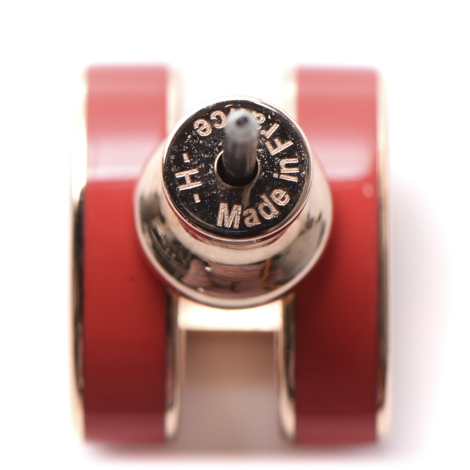 Hermes Rose Gold Lacquered Pop H Earrings Rouge Corail 4 of 4