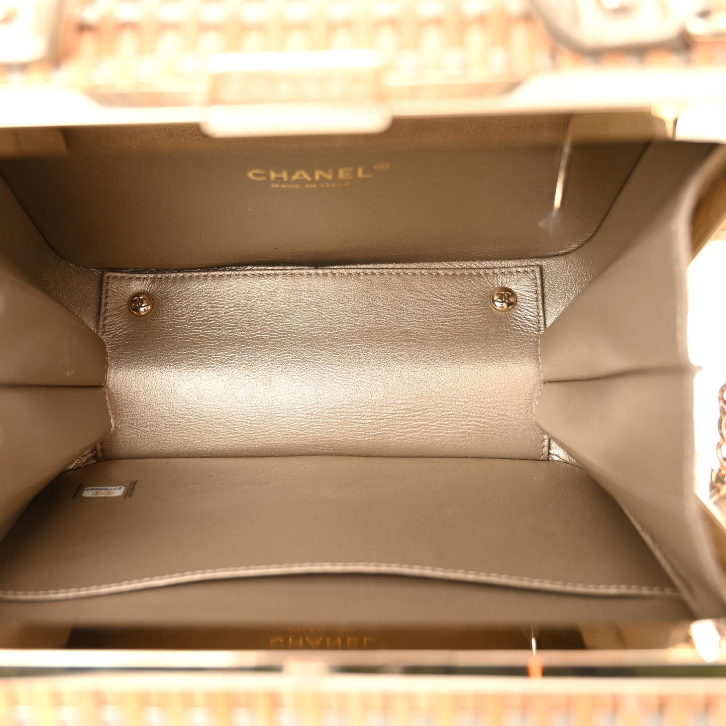 Raffia Calfskin Medium CC Filigree Vanity Case Gold