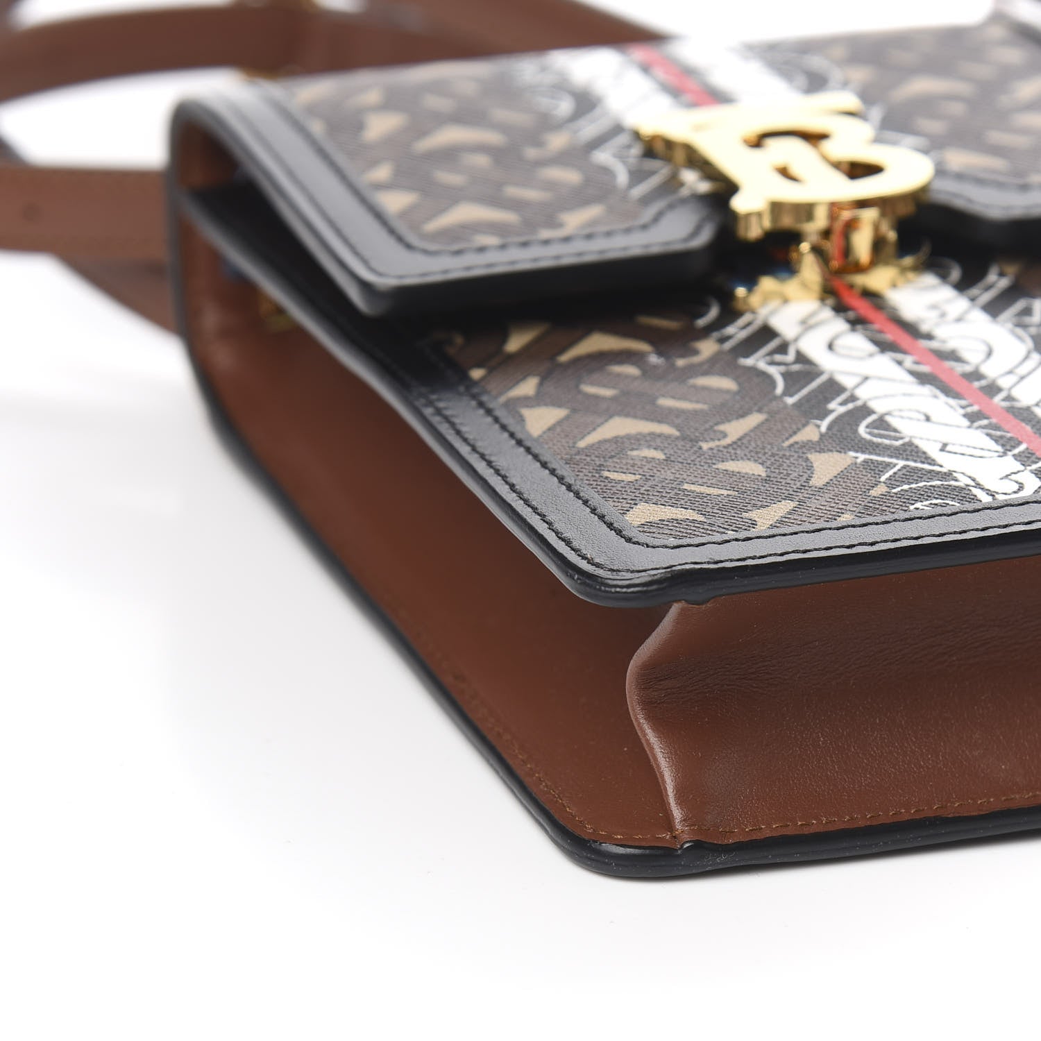 Burberry E-Canvas Monogram Stripe Robin Bag Bridle Brown 7 of 8