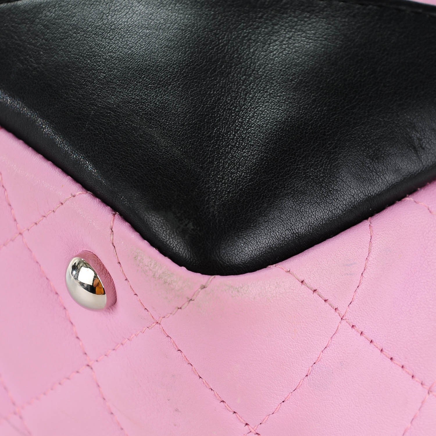 Chanel Calfskin Quilted Large Cambon Bowler Pink Black 11 of 13