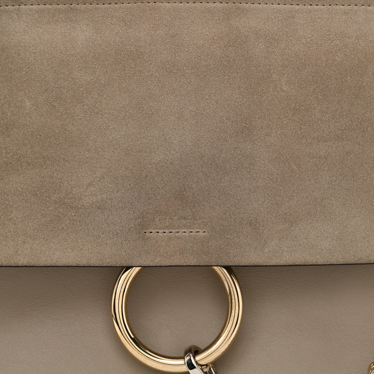 Chloe Calfskin Suede Medium Faye Shoulder Bag Motty Grey 8 of 11