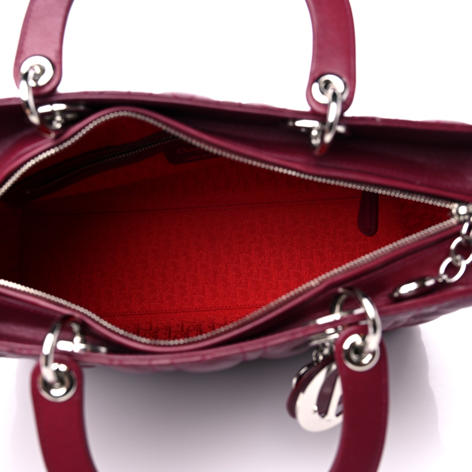 Christian Dior Lambskin Cannage Large Lady Dior Burgundy 5 of 10