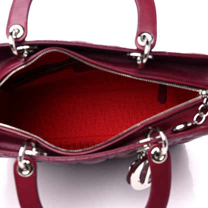 Christian Dior Lambskin Cannage Large Lady Dior Burgundy 5 of 10
